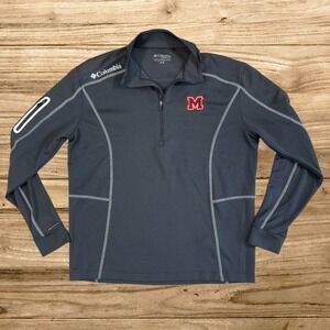 Columbia Golf Mens Quarter Zip Pullover Charcoal Grey Omni-Wick M Embroidery
